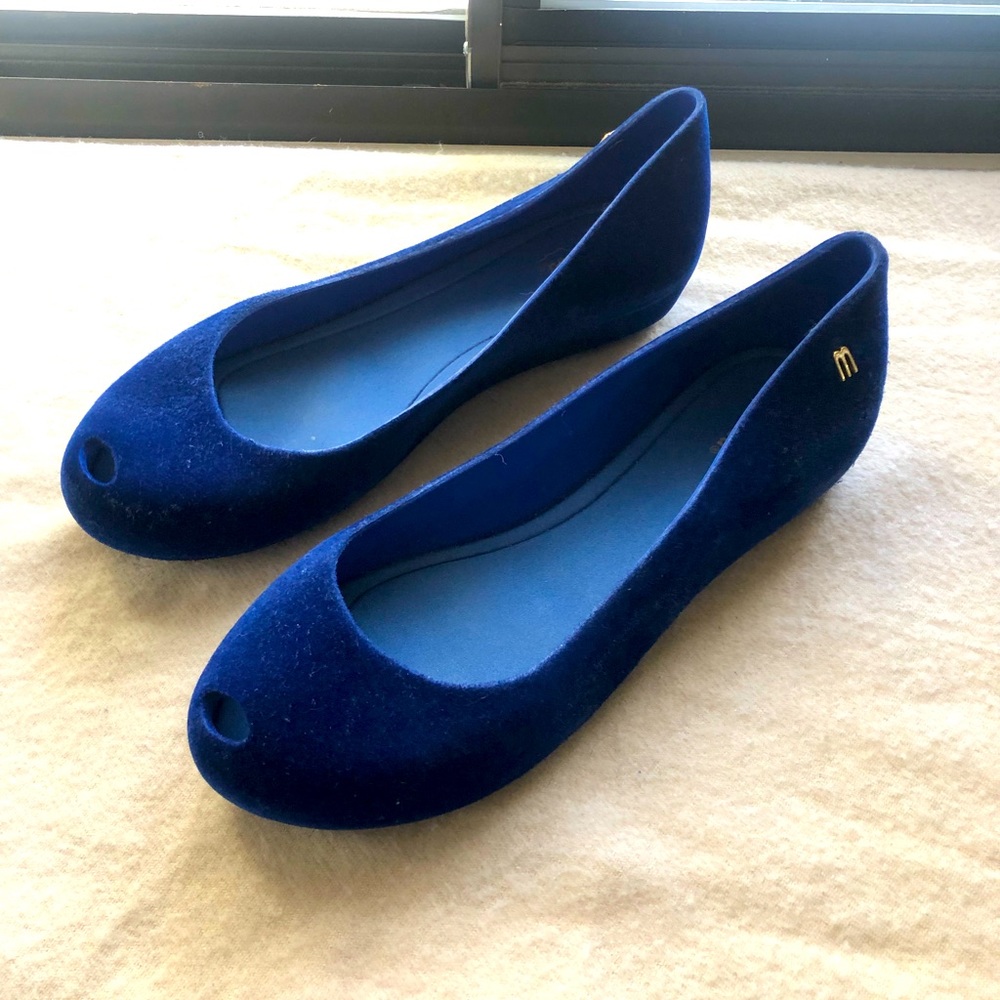 Melissa Ultragirl Peep Toe Flats, Blue 7